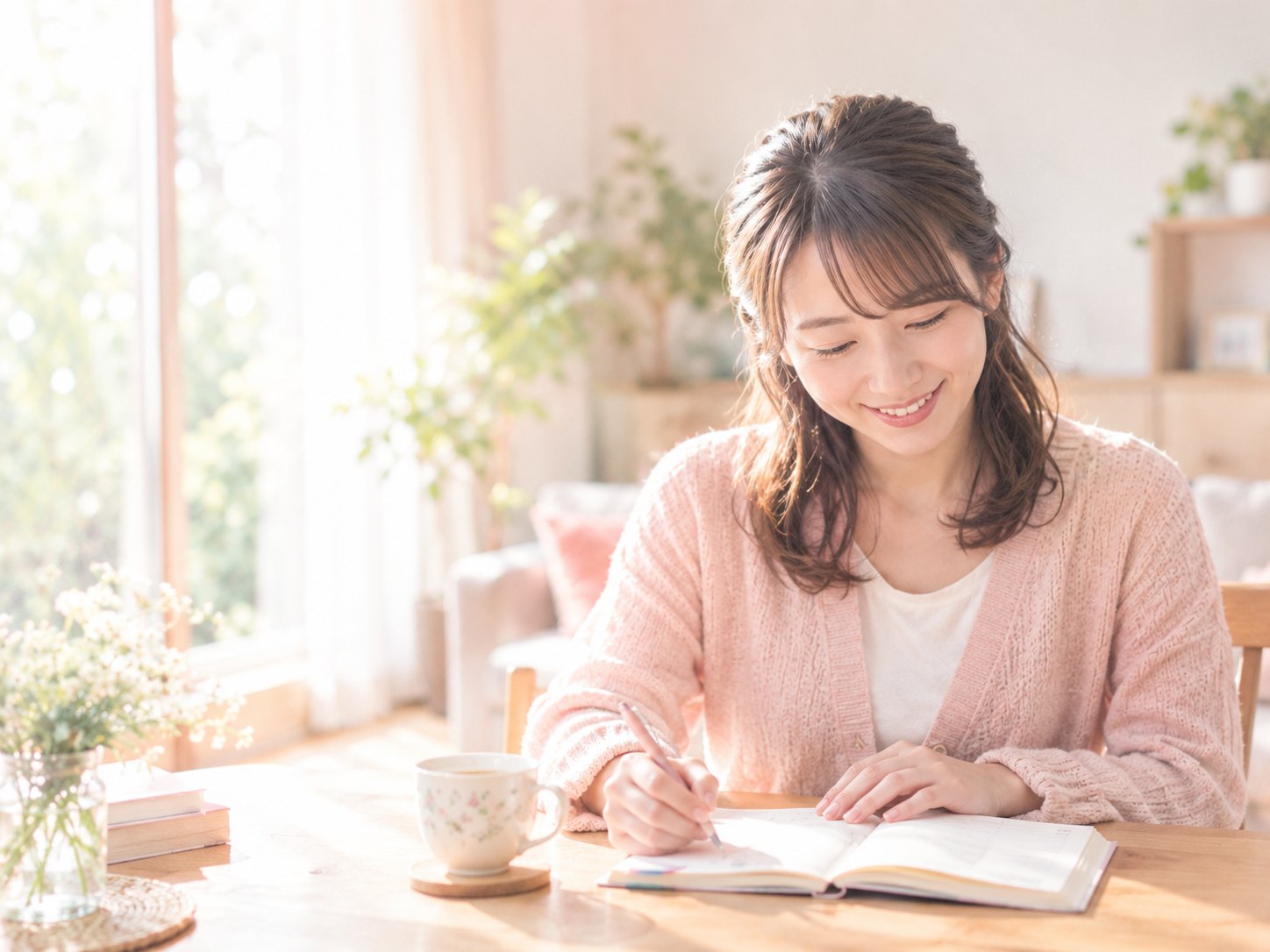手帳を見ながら予定を立てる講師